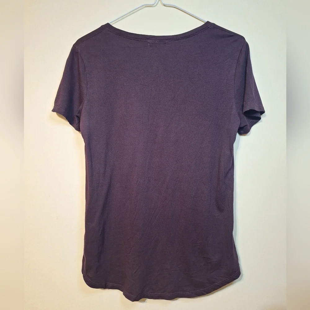 TNA Aritzia Plum Purple Scoop Neck Cotton Modal Blend Short Sleeve Tee Size S - Picture 5 of 6